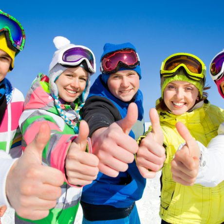 Company of friends on ski holiday