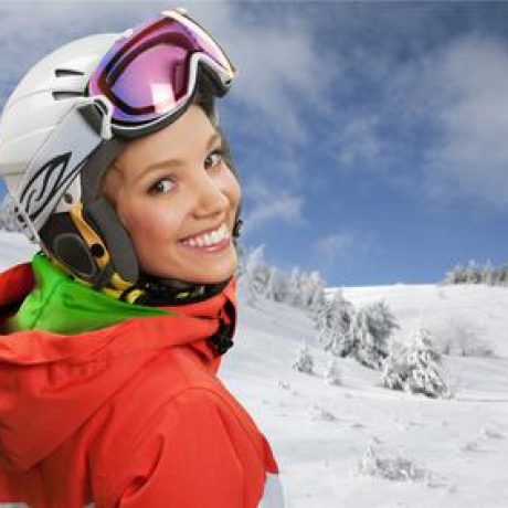 Skiing.